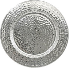 13-Inch Stainless Steel Hammered Charger Plates, Silver Dinner Plate Chargers Se