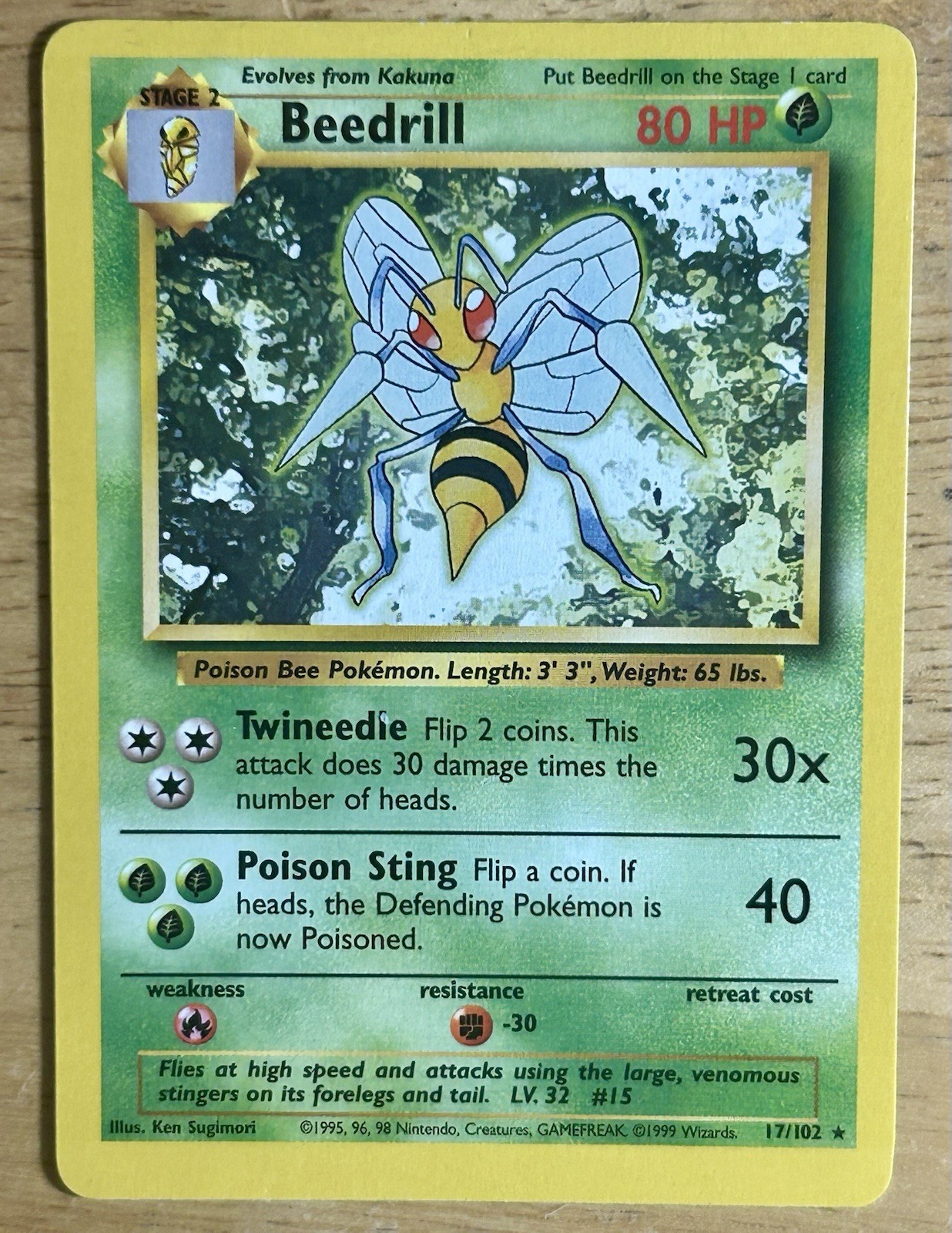 Pokemon TCG Beedrill Base Set 2 21/130 Regular Unlimited Rare