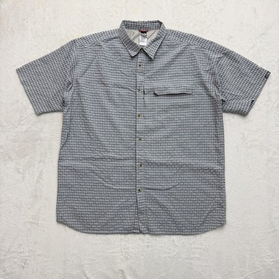 The North Face Shirt Mens 2XL Blue Gray Plaid Vented Button Up Hiking Fishing