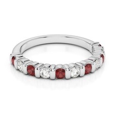 925 Sterling Silver Round 1.30 Ctw Red Garnet Eternity Women Engagement Ring