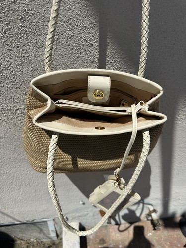 VTG Etienne Aigner Woven Straw Jute / IVORY Leathr Handbag /Shouldr Bag & WALLET - Picture 14 of 14