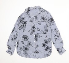 NEXT Womens Blue Viscose  BlendButton-Up Size 8ed - Flowers