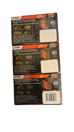 TDK HIGH OUTPUT Dynamic Performance D60 Audio Cassette 3 Pack - Picture 4 of 4