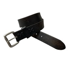 Polo Ralph Lauren Leather Belt Mens 38 Brown Silver Buckle Distressed Pony Prep