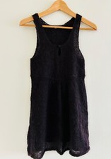 Big Girl's Keyhole Front Marino Wool Knitted Sleeveless Dress, Brown, M