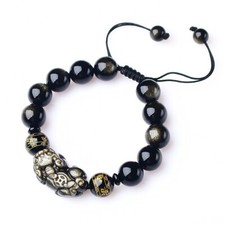 Good Feng Shui Black Obsidian Pixiu Bracelet Wealth Good Luck Jewelry for men