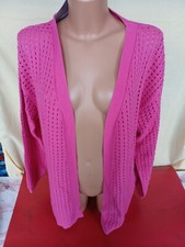 MICHELE HOPE LADIESWEAR LONGSLEEVE CARDIGAN - PINK - SIZE 14/16 YB11