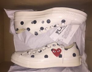 cdg converse white polka dot