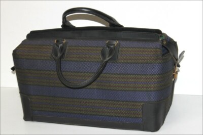 Ancien Sac Diligence / Valise En Cuir Vintage Avec Sa Clé