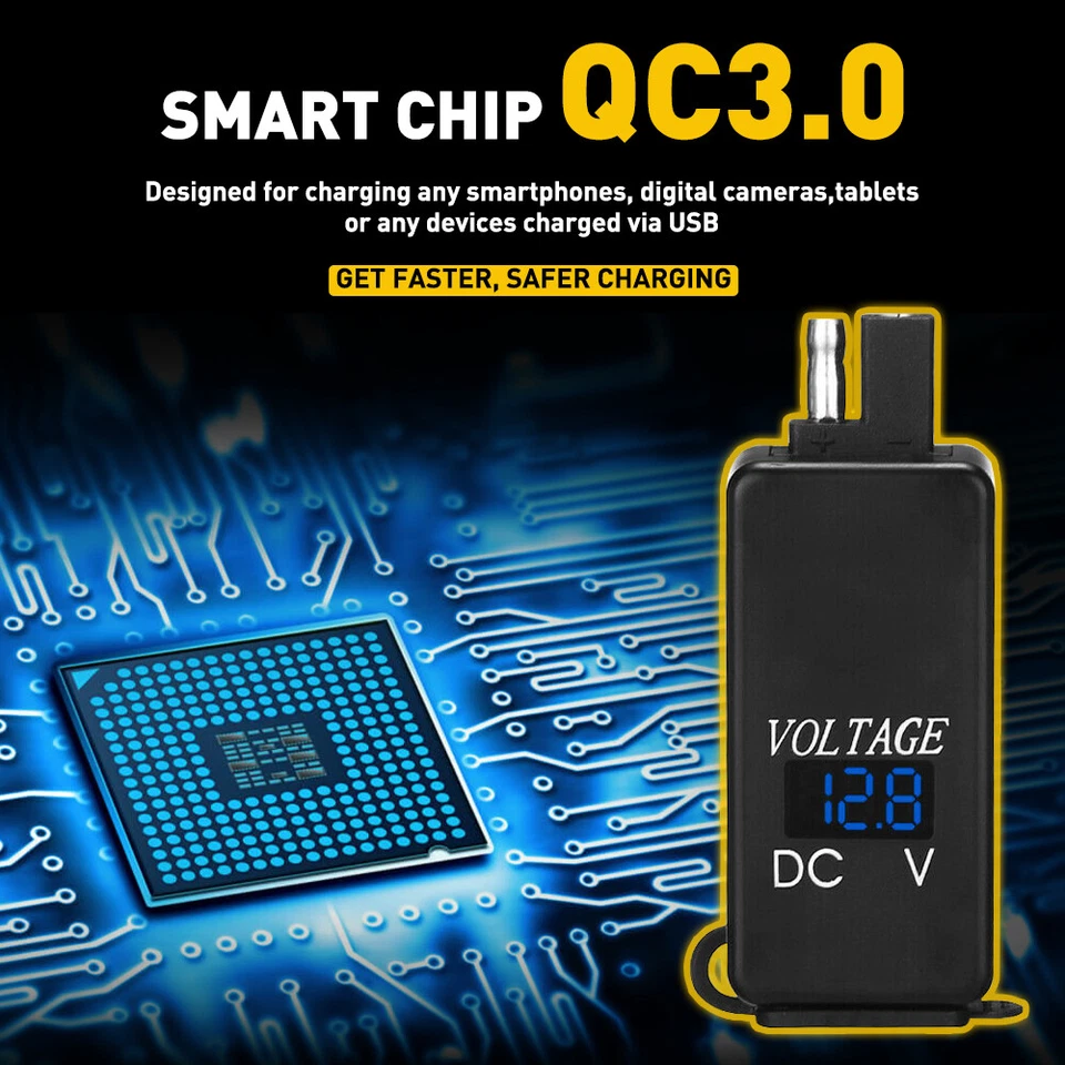 QC3.0 Doble Puerto USB Motocicleta Moto Cargador Adaptador de Corriente Enchufe Impermeable Foto 4 de 4