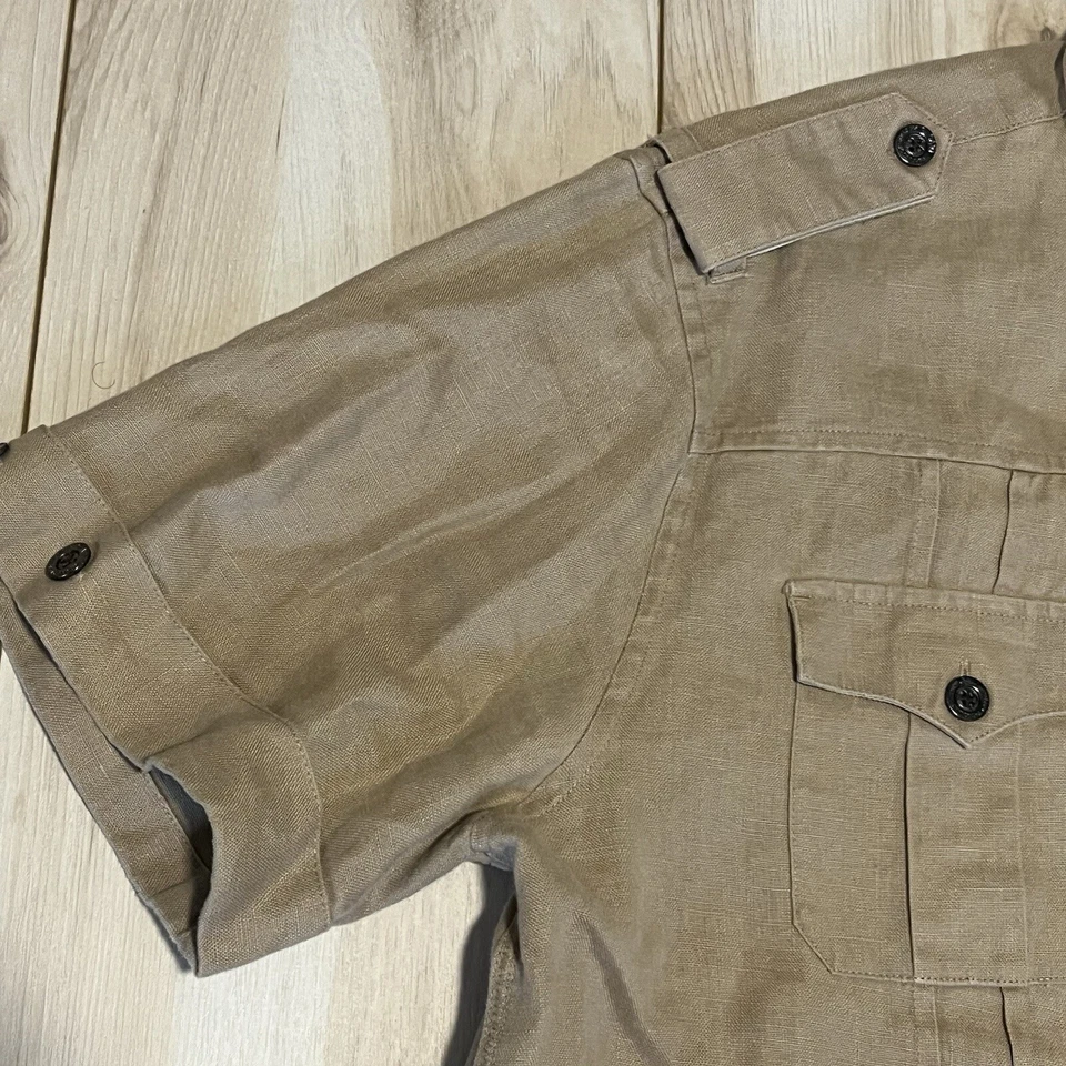 Camisa CAVI Manga Corta 100% Lino Beige Hombre Talla L Grande Foto 3 de 4