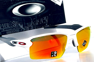 NEW Oakley FLAK 2.0 XL Shiny White PRIZM Ruby Lens Sunglass 9188