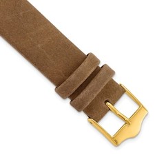 17mm 7.5" Brown Suede Leather Gold-tone Buckle Watch Band