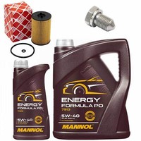 MotoröL Filter Set Mannol 5W-40 Api Sn 6 Liter + Schraube FüR Vw Golf Vii Touran