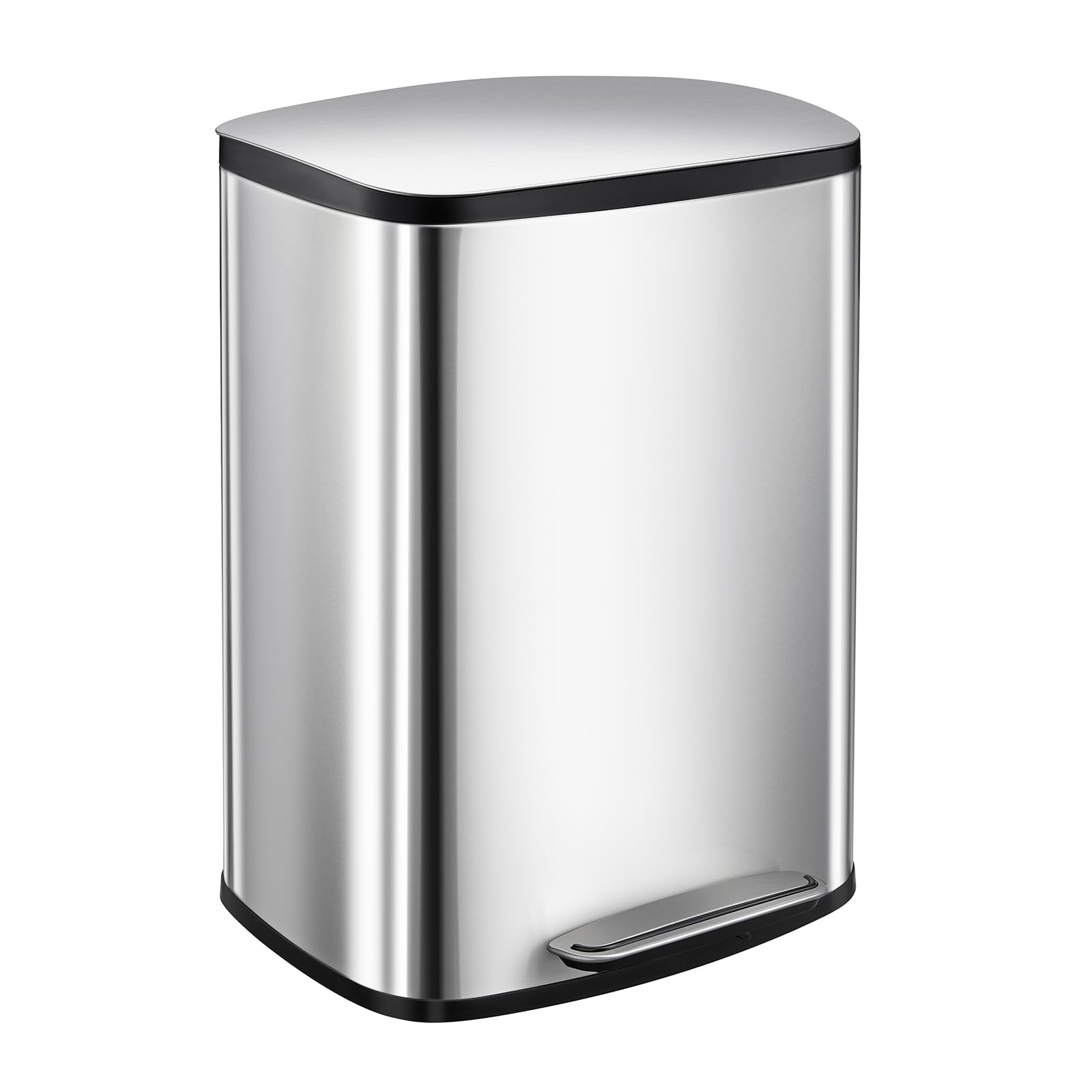 50L/13Gal Heavy Duty Hands-Free Stainless Steel Kitchen Trash Can, Commercial...