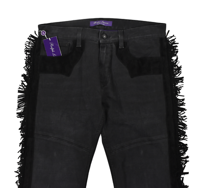 Ralph Lauren Purple Label Slim Fit Western Suede Denim Stretch