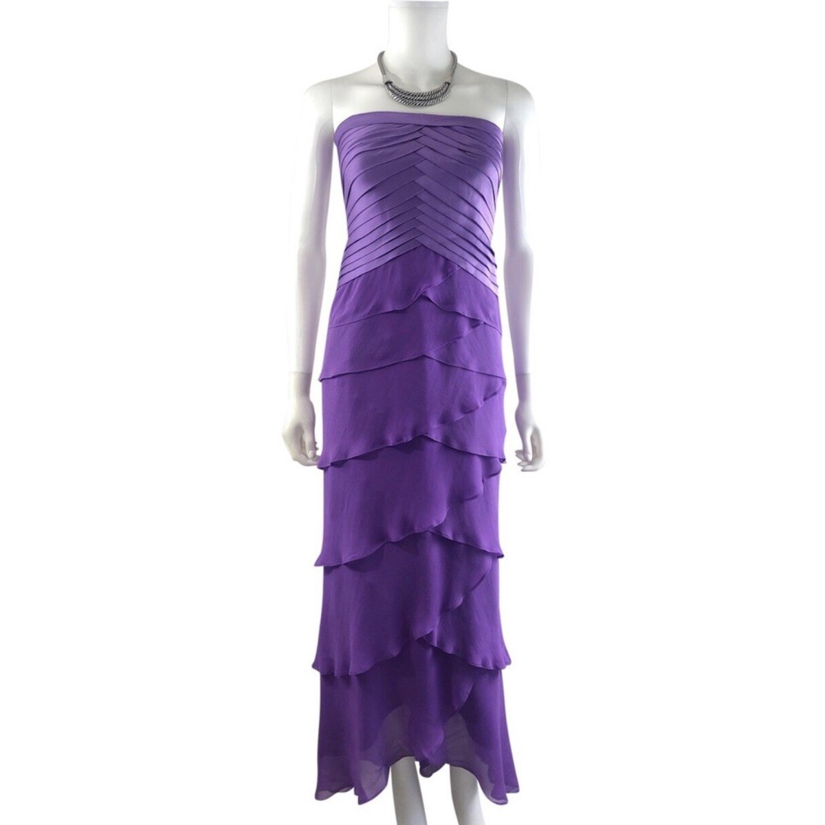 Tadashi Shoji 4 Petite VINTAGE Silk Chiffon Ruffle Strapless Gown Cocktail Dress Tadashi Shoji 4 Petite VINTAGE Silk Chiffon Ruffle Strapless Gown Cocktail Dress