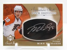MIKE RICHARDS 2007-08 UD SWEET SHOT PUCK SIGNINGS AUTOGRAPH AUTO! FLYERS!!