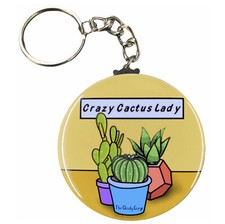 Crazy Cactus Lady Keychain Plant Lover Key Ring Gardening Gifts and Accessories