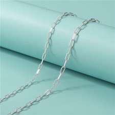 925 Sterling Silver Paperclip Paper Clip Unfinished Necklace Chain 3.28ft 100cm 