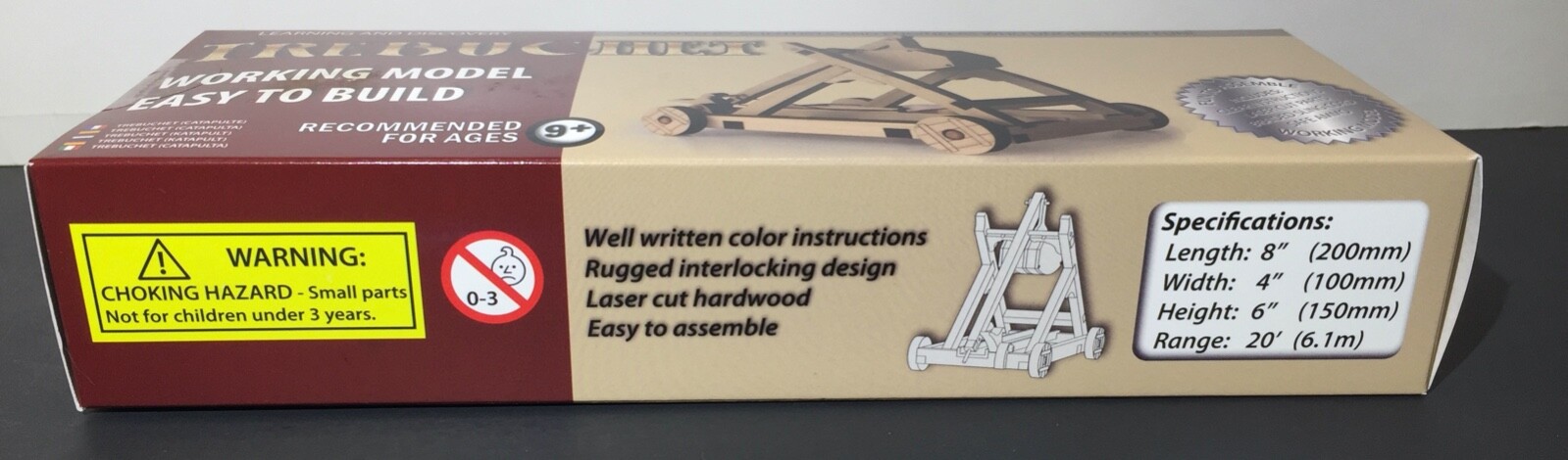TREBUCHET Working Wooden Model Kit 8" Long Ages 9+ -  ABONG Canada NEW