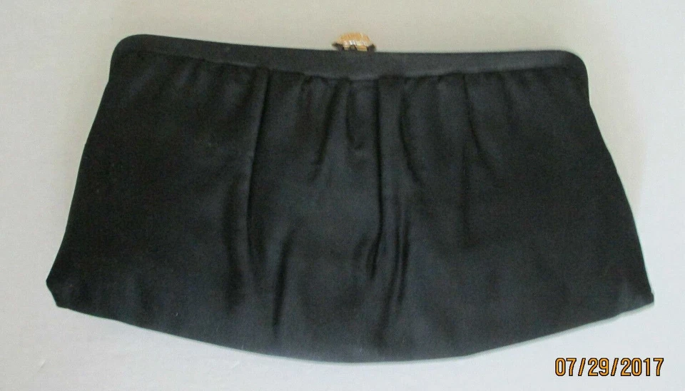 Tela negra vintage ANDE, broche dorado, bolso de noche, bolso de mano, cartera  Foto 4 de 4