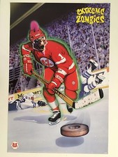 EXTREME ZOMBIES, HOCKEY SUR GLACE PAR STEVE LIRE RARE AFFICHE AUTHENTIQUE 1999