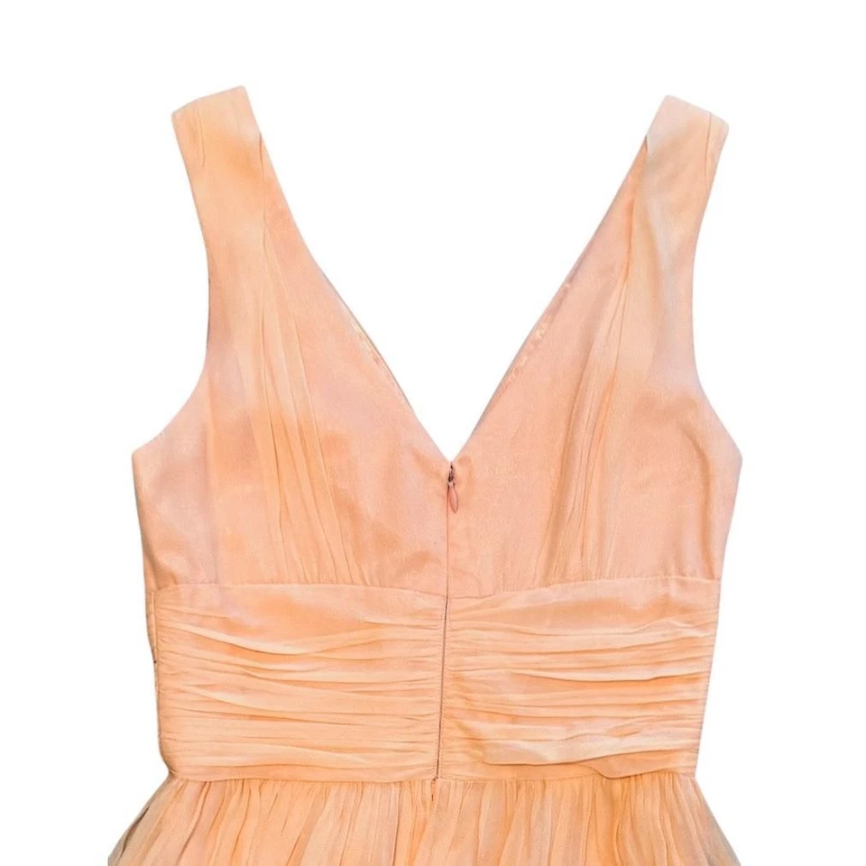 Vestido sin mangas Donna Morgan coral naranja seda cuello en V línea A para mujer talla 4 Foto 3 de 4