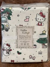 NEW Pottery Barn Teen Hello Kitty Christmas Holiday Flannel Sheet Set Queen Size
