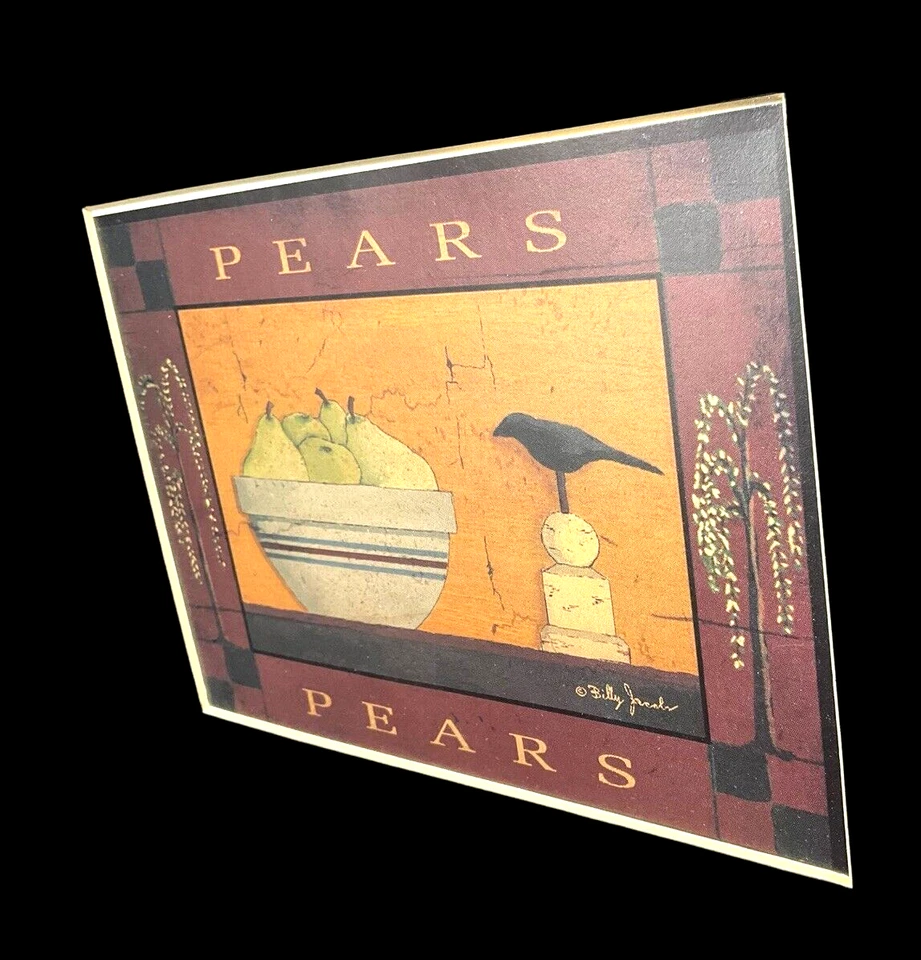 Tazones primitivos vintage con estampado de peras y manzanas Billy Jacobs 2002 fruta 19" Foto 3 de 4