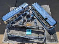 GM Vintage BBC Chevy Power Chrome Valve Covers 14044814 w/Spacers Breathers & HW