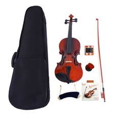 Glarry GV100 4/4 Acoustic Violin Case Rosin Strings Tuner Shoulder Rest Natural