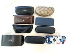 Designer Eyeglass Sunglass Cases Lot Of 9 HARD CASE Coach Armani Polo Vera Haan