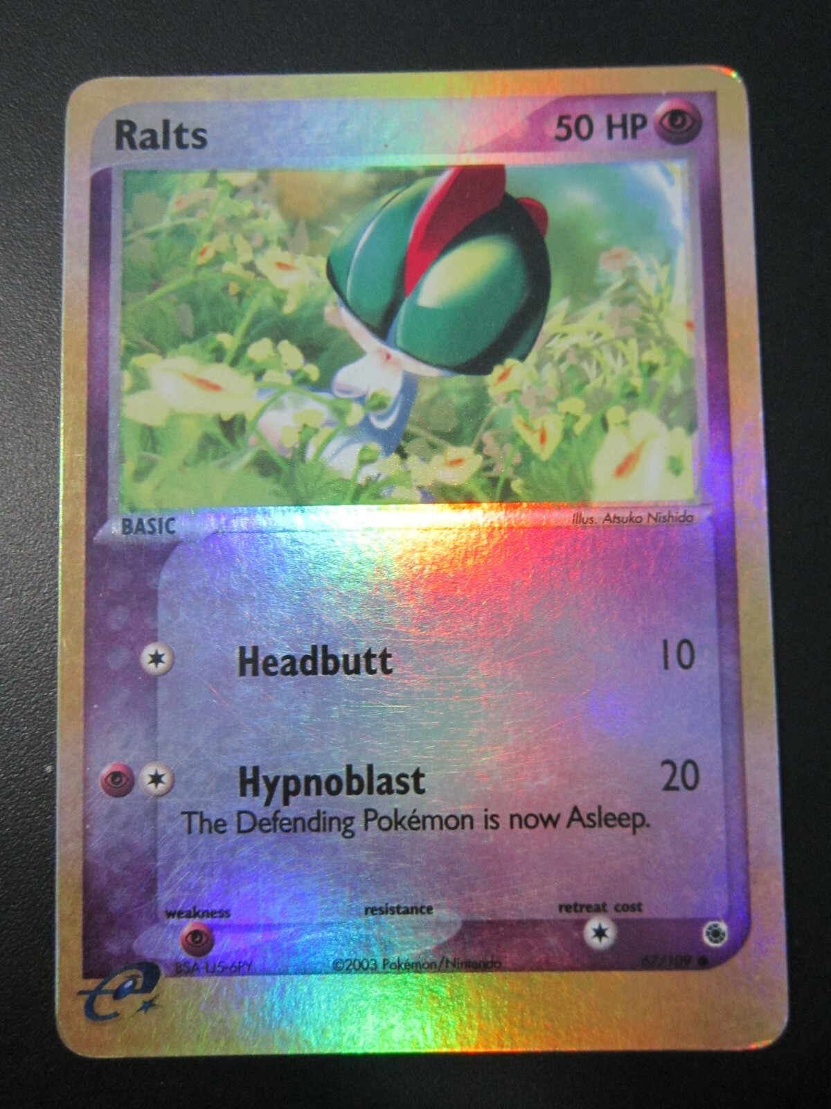 RALTS REVERSE HOLO POKEMON CARD 67/109 RUBY & SAPPHIRE VERY LIGHTLY PLAYED EX+