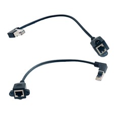 1pc RJ45 Male Right/Left Angled to Female Panel Mount Ethernet LAN Network Cable