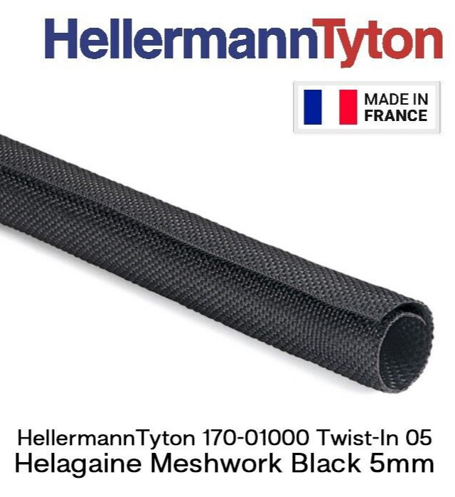 HellermannTyton 5mm Self-Closing Cable Wrap Split Braided Sleeving for Wire Tidy