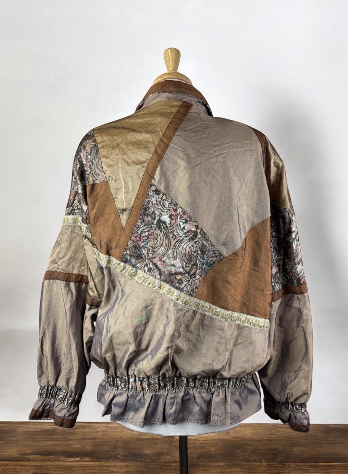 Patchwork Floral Windbreaker Track Jacket 80s Wes… - image 3