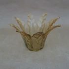 Vintage Murano Glass Lavorazione Finger Leaf Bowl, Amber Clear Italy. EUC.