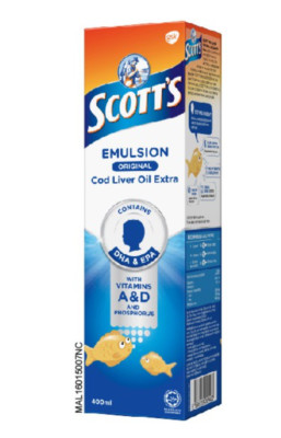 12 x 400ml SCOTT'S EMULSION Cod Liver Oil Original Flavour fast ...