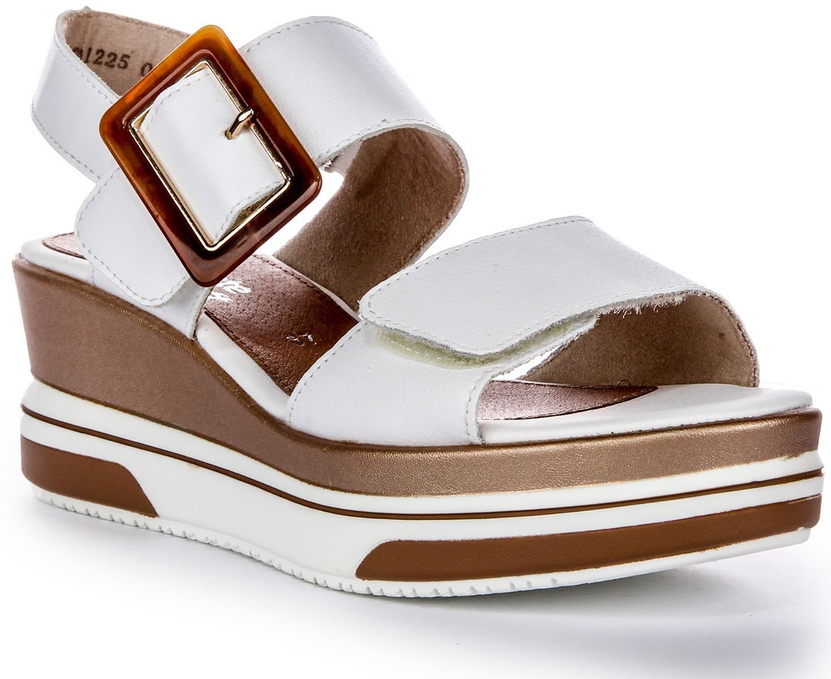 Remonte D1P50-80 Touch Hook And Loop Leather Womens Sandal White UK