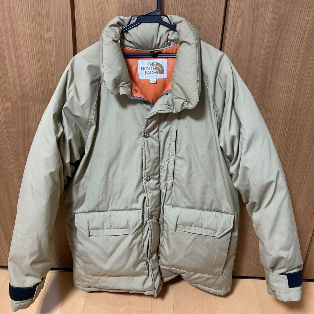 Used 80s THE NORTH FACE Down Jacket L Beige USA Made (Some Stains