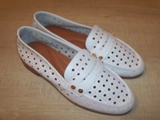NEW DUNE Glimmer Leather Loafers - Size UK 3 - White