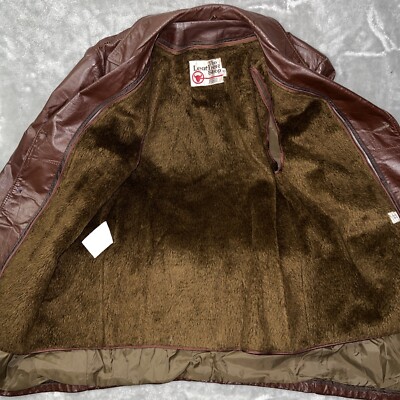 Vintage 80s Sears The Leather Shop Men 40 Reg Leather Lined Jacket