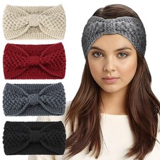 4 PCS Winter Wide Headbands Knitted Ear Warmer Turban Crocheted Warm Wraps