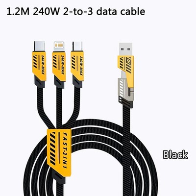 2-in-3 240W USB/Type-c To Type-c/Micro/L Super Fast Charging Mecha Data Cable 1.