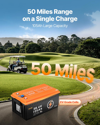 36V 105Ah Golf Cart Lithium Battery LiFePO4 200A BMS w/ LCD APP