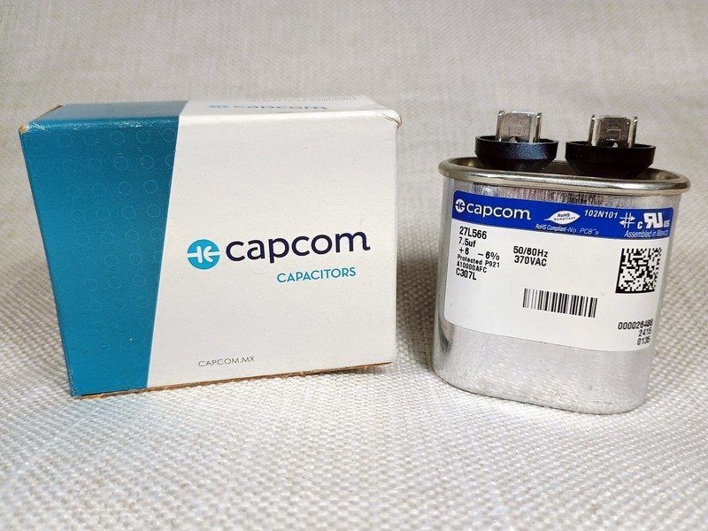 Capcom/Genteq C307L / 27L566 Capacitor 7.5uf MFD 370VAC - For Furnace Blower