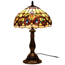 Werfactory Tiffany Style Table Lamp Stained Glass Serenity Victorian Bedside