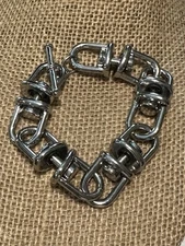 Silver Tone Hardware Large Link Chunky Chain Bracelet Toggle Rock Punk Metal