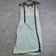 Skfk Agerne Silk Blend Chevron Stripe Midi Slip Dress Green Grey Size 2 FA0021